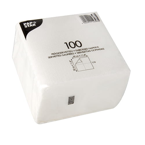 Białe serwetki 1-warstwowe 1/4 33x33 cm 100 szt. 