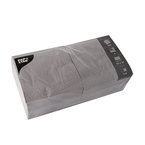 Szare serwetki 3-warstwowe 1/4 33x33 cm 250 szt.