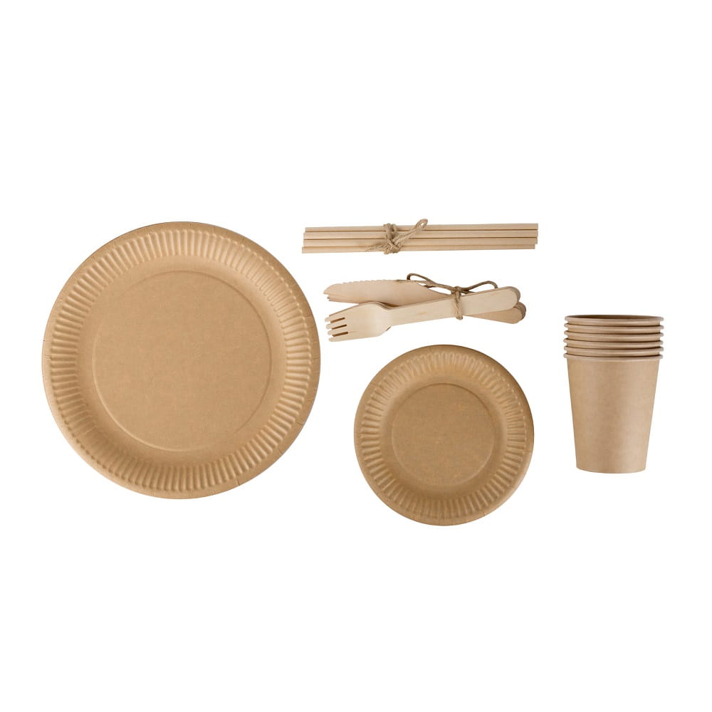 Ekologiczny zestaw naczyń jednorazowych papierowych dla 50 osób
