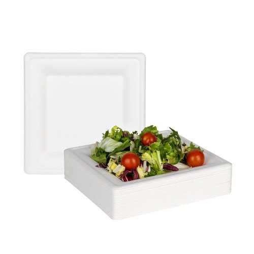 Kwadratowe talerze z trzciny cukrowej 26x26 cm 50 szt.