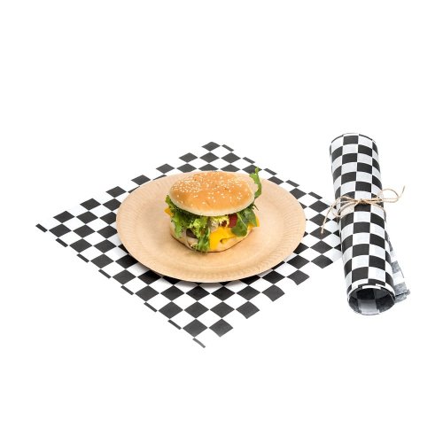  Papier pakowy biały + PE 30/30 cm "szachownica czarna" 1000 szt.