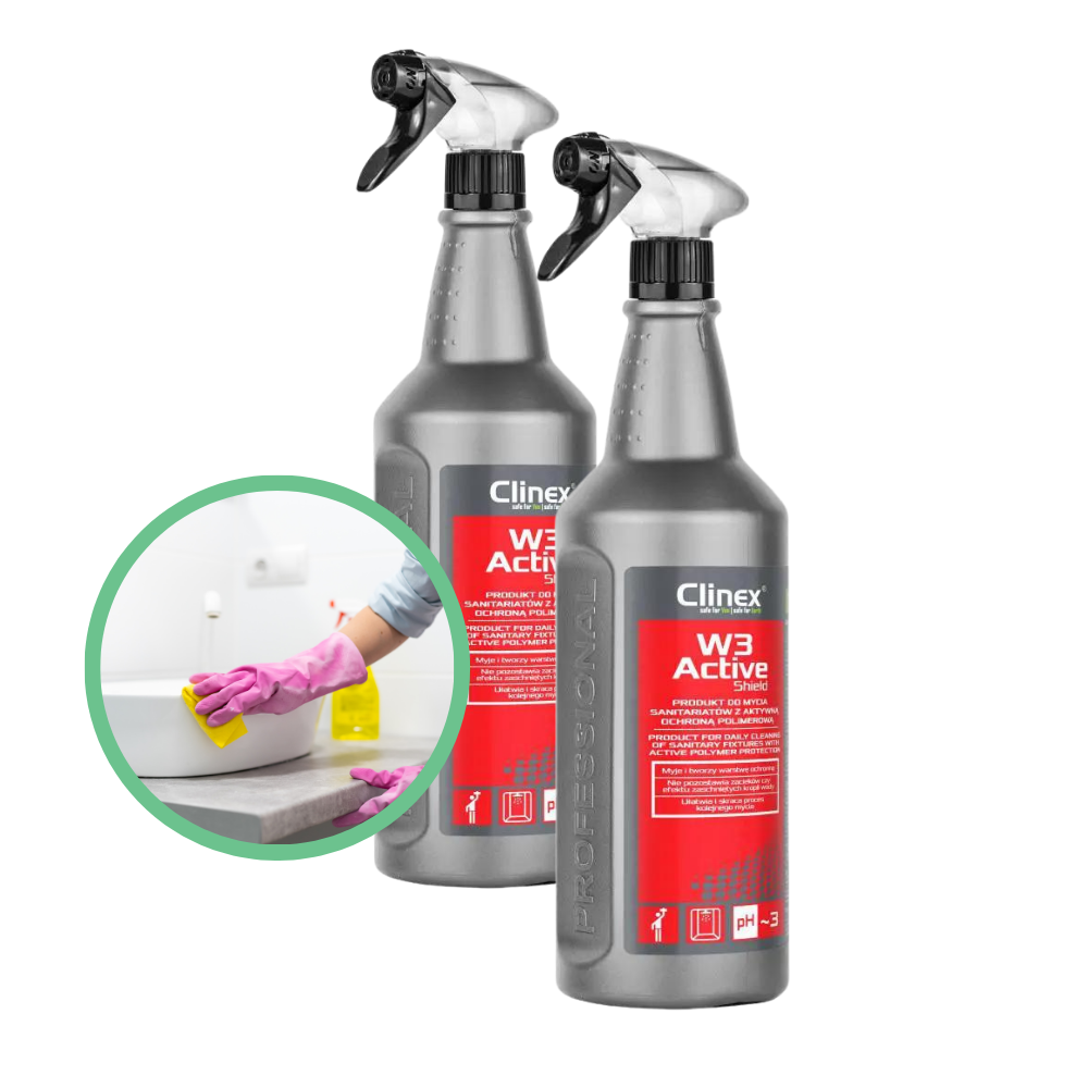Środek do mycia sanitariatów z aktywną ochroną polimerową Clinex W3 Active Shield 1 L - omineco.pl