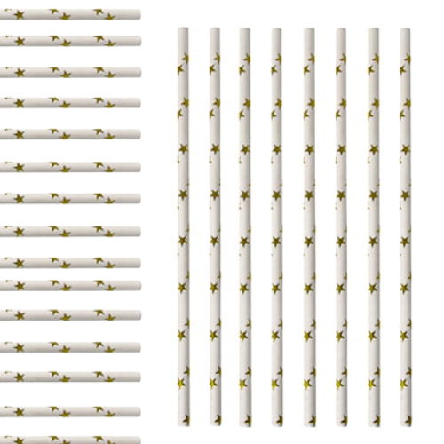 Słomki papierowe w gwiazdki 6 mm 100 szt.