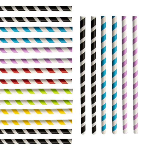 Kolorowe słomki papierowe w paski - Omineco.pl