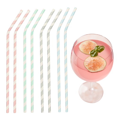 Słomki papierowe w paski - Omineco.pl