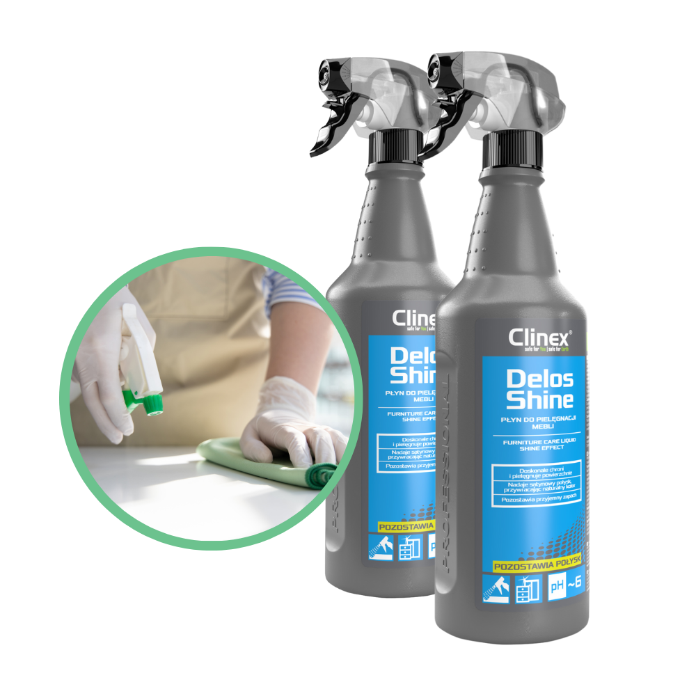Ekologiczny płyn do czyszczenia i odtłuszczania mebli Clinex Delos Shine 1 L - omineco.pl