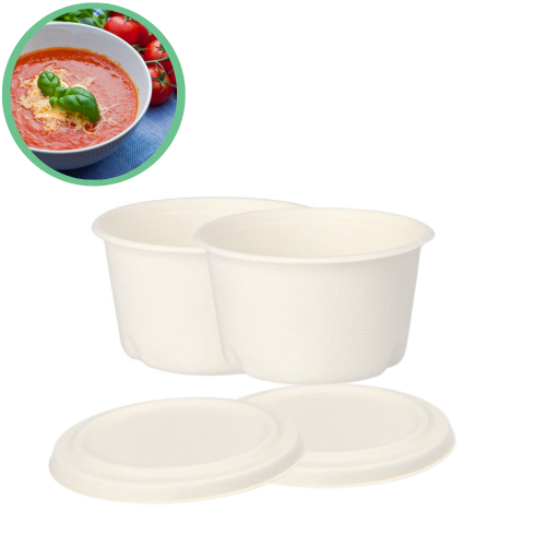 Pojemniki z trzciny cukrowej z pokrywkami 350 ml 50 szt.