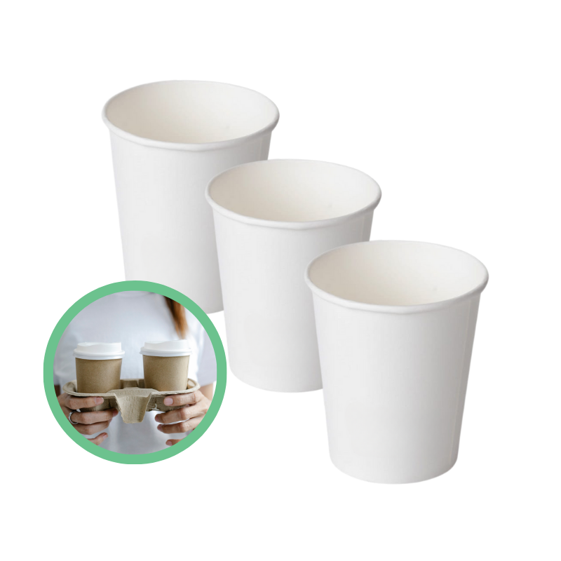 Białe kubki papierowe 180 ml bez plastiku - Omineco.pl