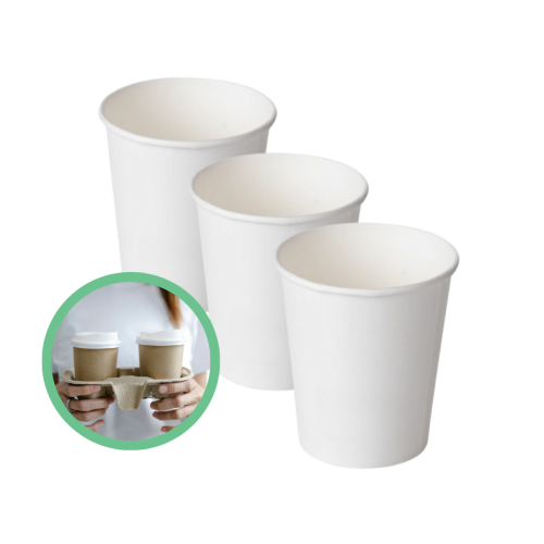 Białe kubki papierowe 250 ml bez plastiku 50 szt.