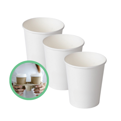Białe kubki papierowe 300 ml bez plastiku 50 szt. 