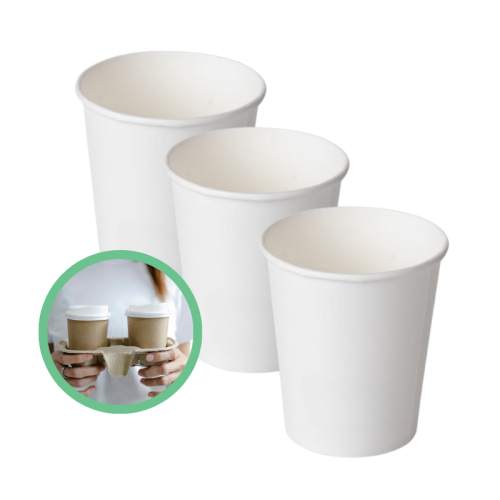 Białe kubki papierowe 420 ml bez plastiku 50 szt.  