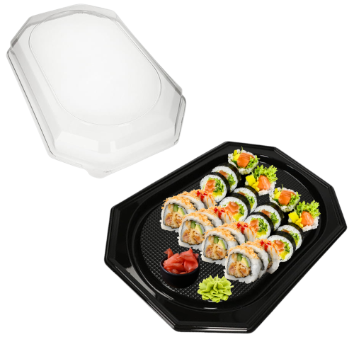 Tace do sushi z pokrywkami R-Pet XL 10 szt. 