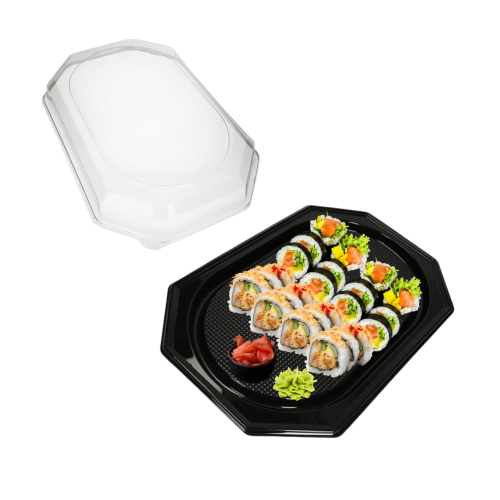 Tace do sushi z pokrywkami R-Pet duże 10 szt.