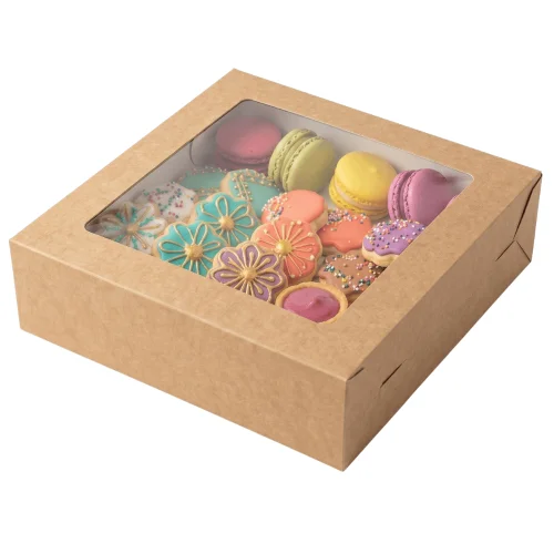 Papierowe opakowania cukiernicze "z okienkiem" 20x20 cm 25 szt.